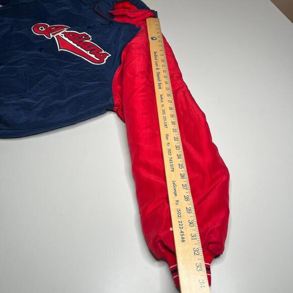 Vintage Cleveland Indians MLB Starter Jacket L Red Blue Two-Tone Genuine 90s - Picture 3 of 8